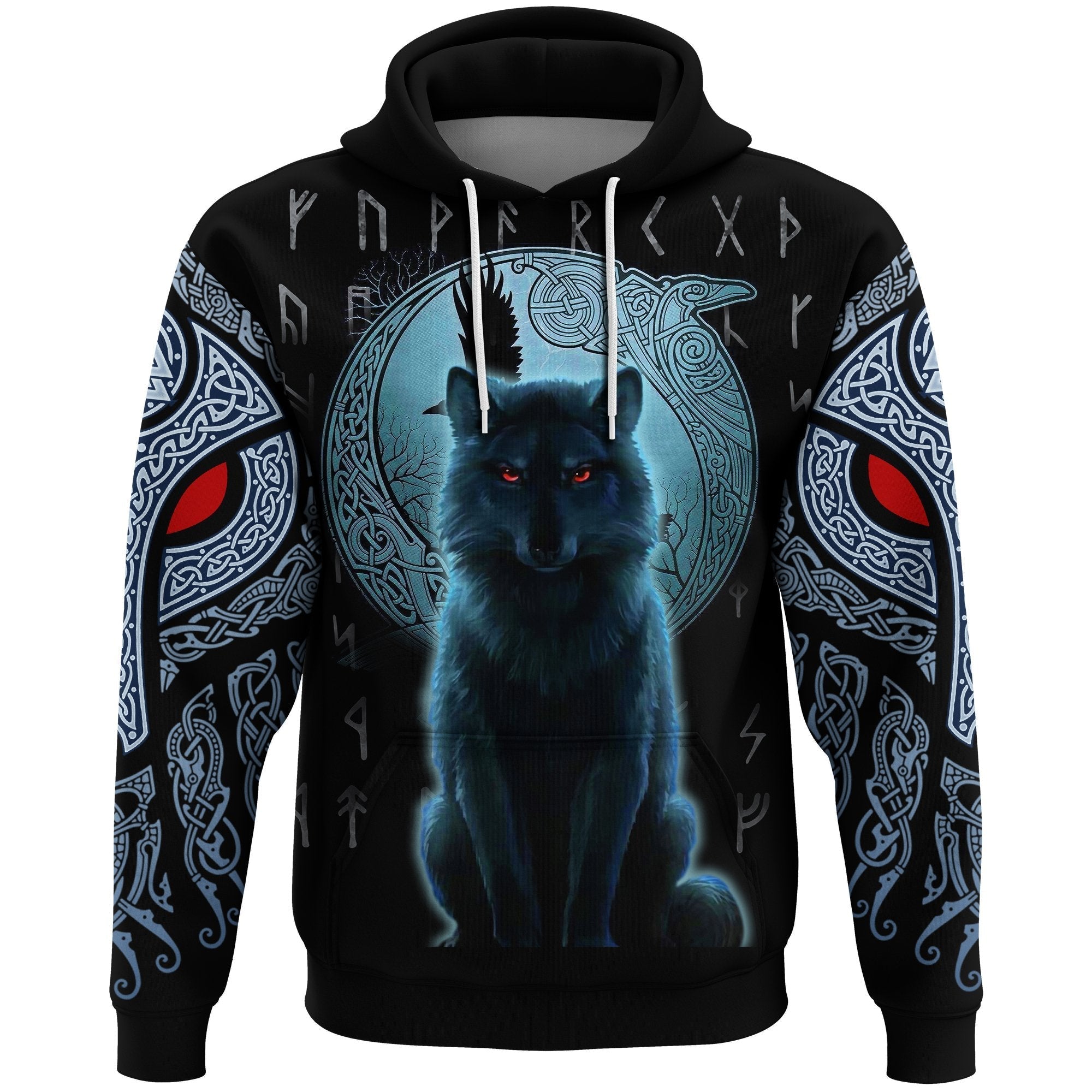 Viking Hoodie, Fenrir Viking Wolf and Moon RLT12 - Wonder Print Shop