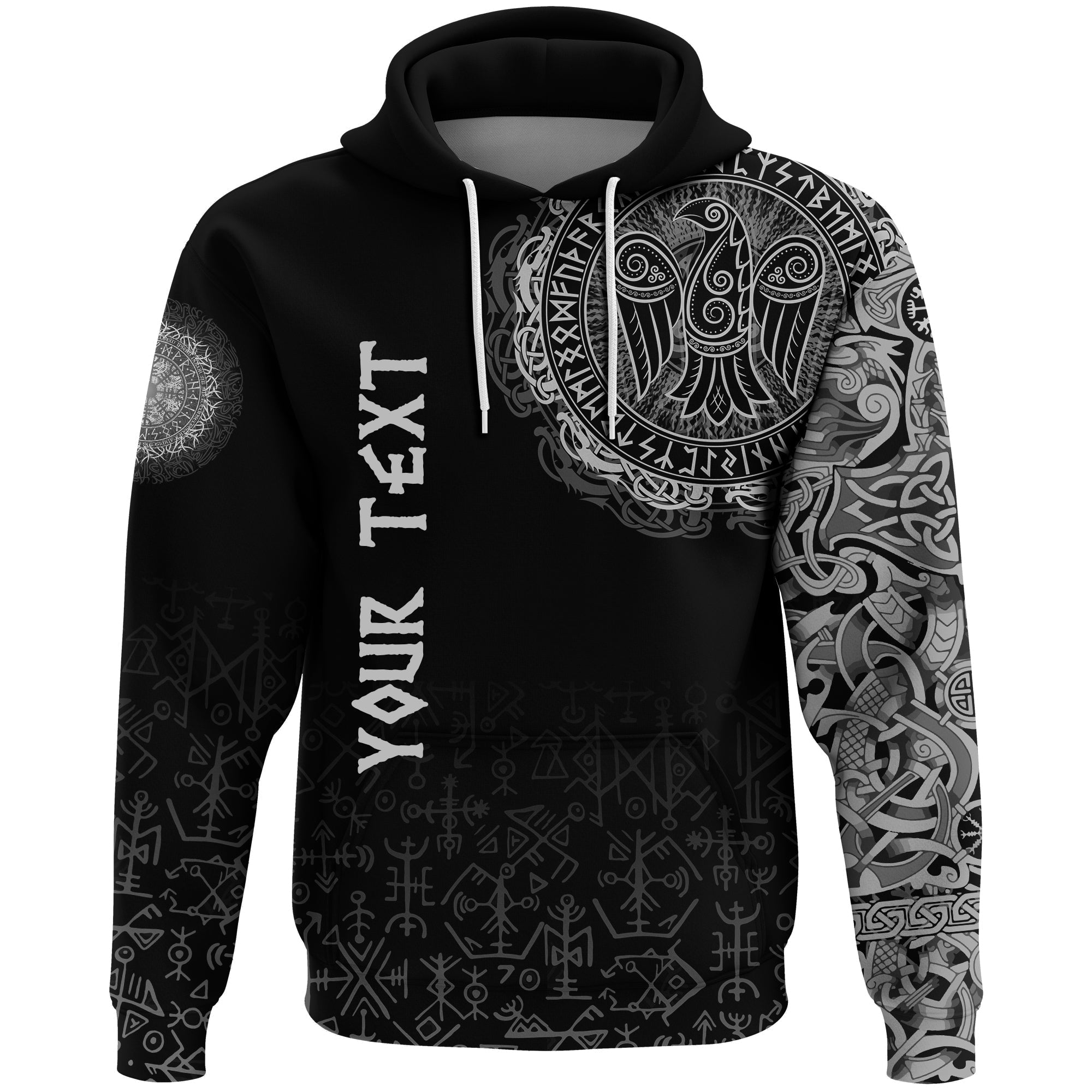 Custom Viking Hoodie Celtic Raven Tattoo RLT12 - Wonder Print Shop