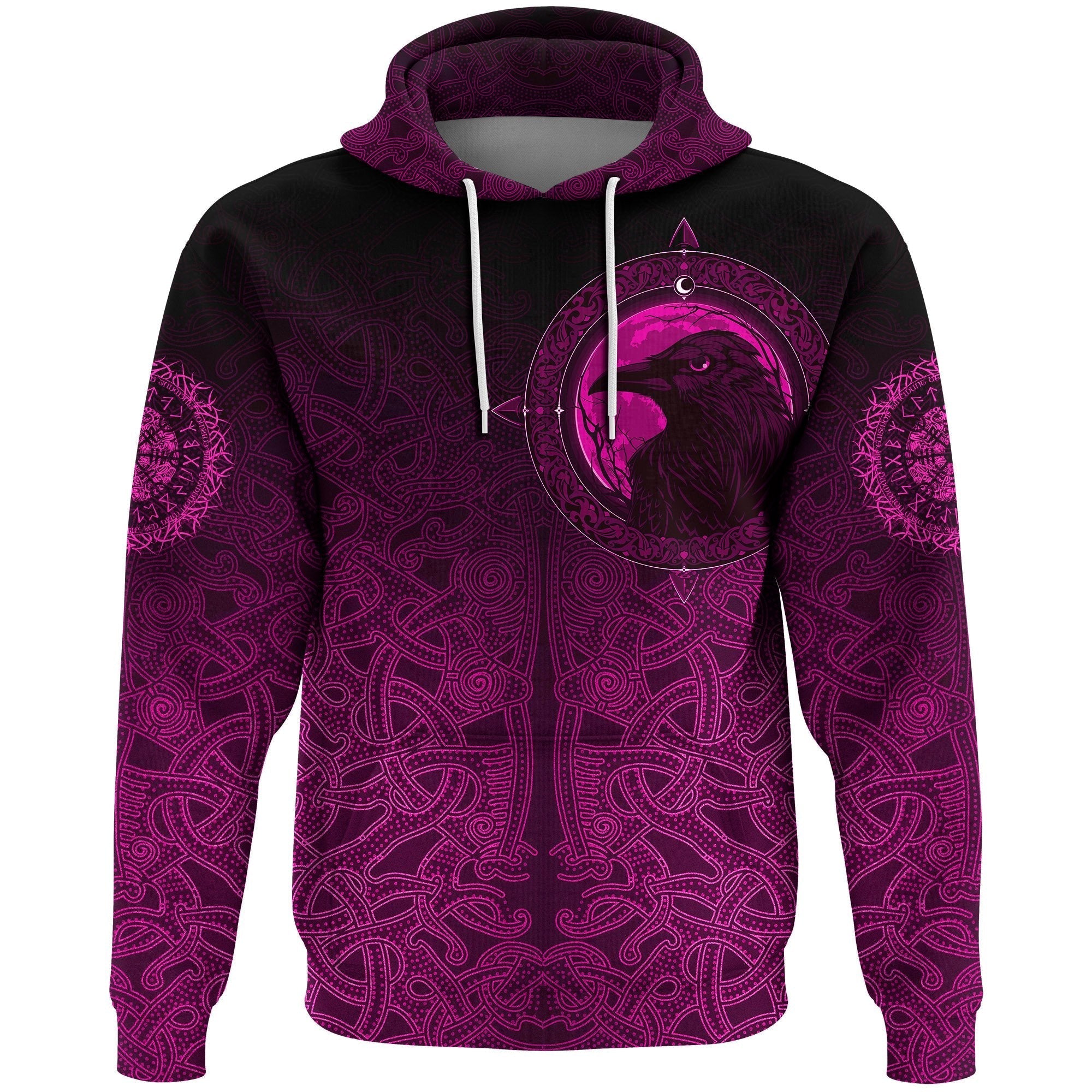 Viking Hoodie, Ethnic Odin Raven Pink RLT12 - Wonder Print Shop