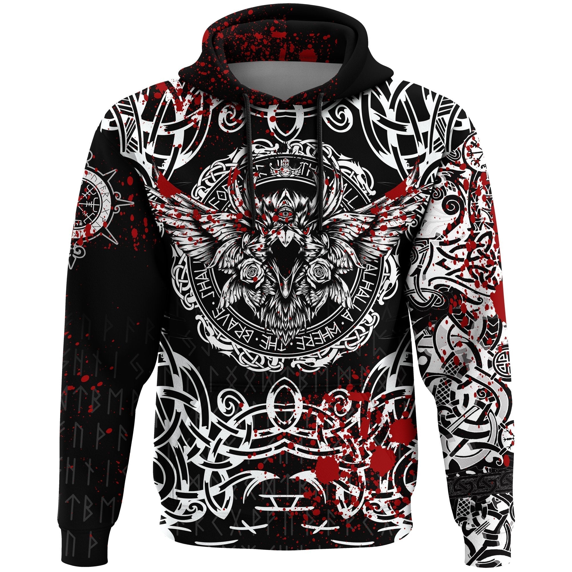 Viking Hoodie, Raven Blood RLT12 - Wonder Print Shop