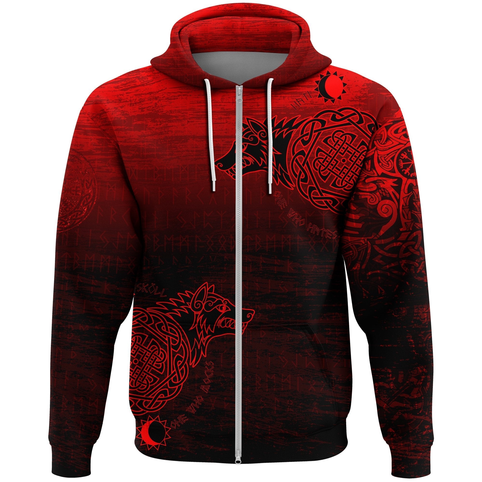 Viking Zip Hoodie, Skoll and Hati RLT12 - Wonder Print Shop