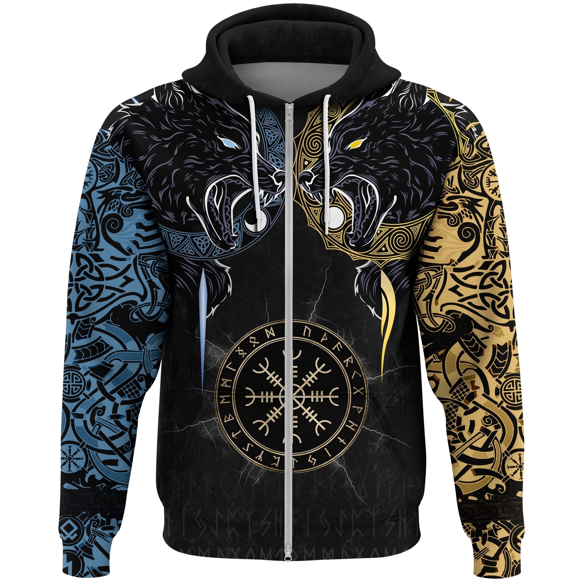 Viking Zip Hoodie - Hati and Skoll Tattoo RLT12 - Wonder Print Shop