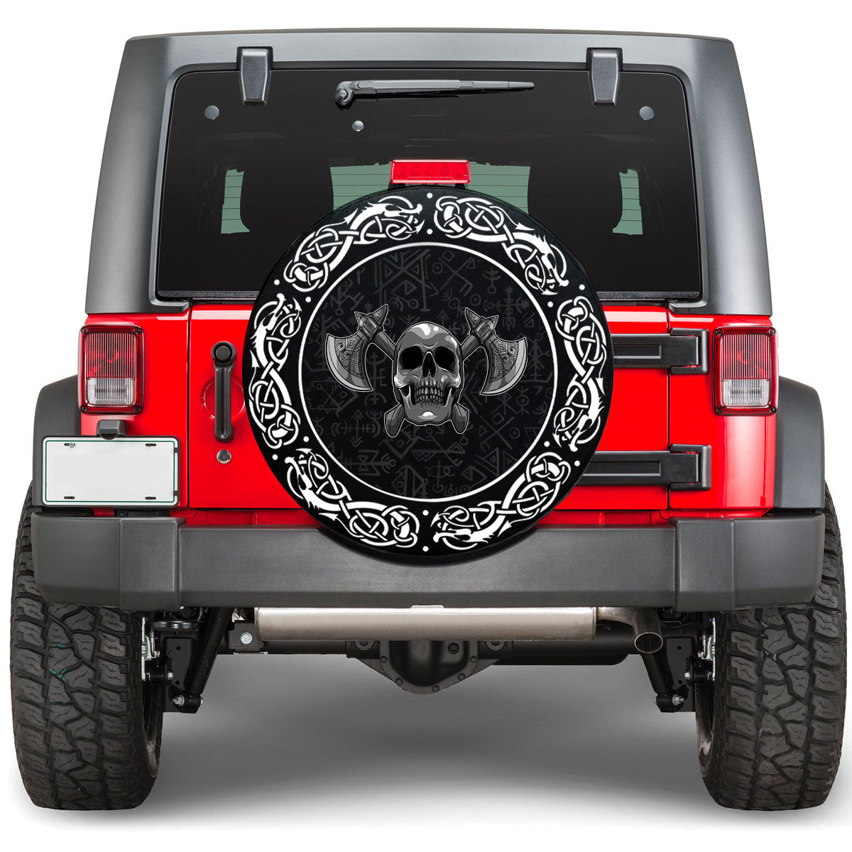 Viking Human Skull With Axe Viking Spare Tire Cover RLT12 - Wonder Print Shop