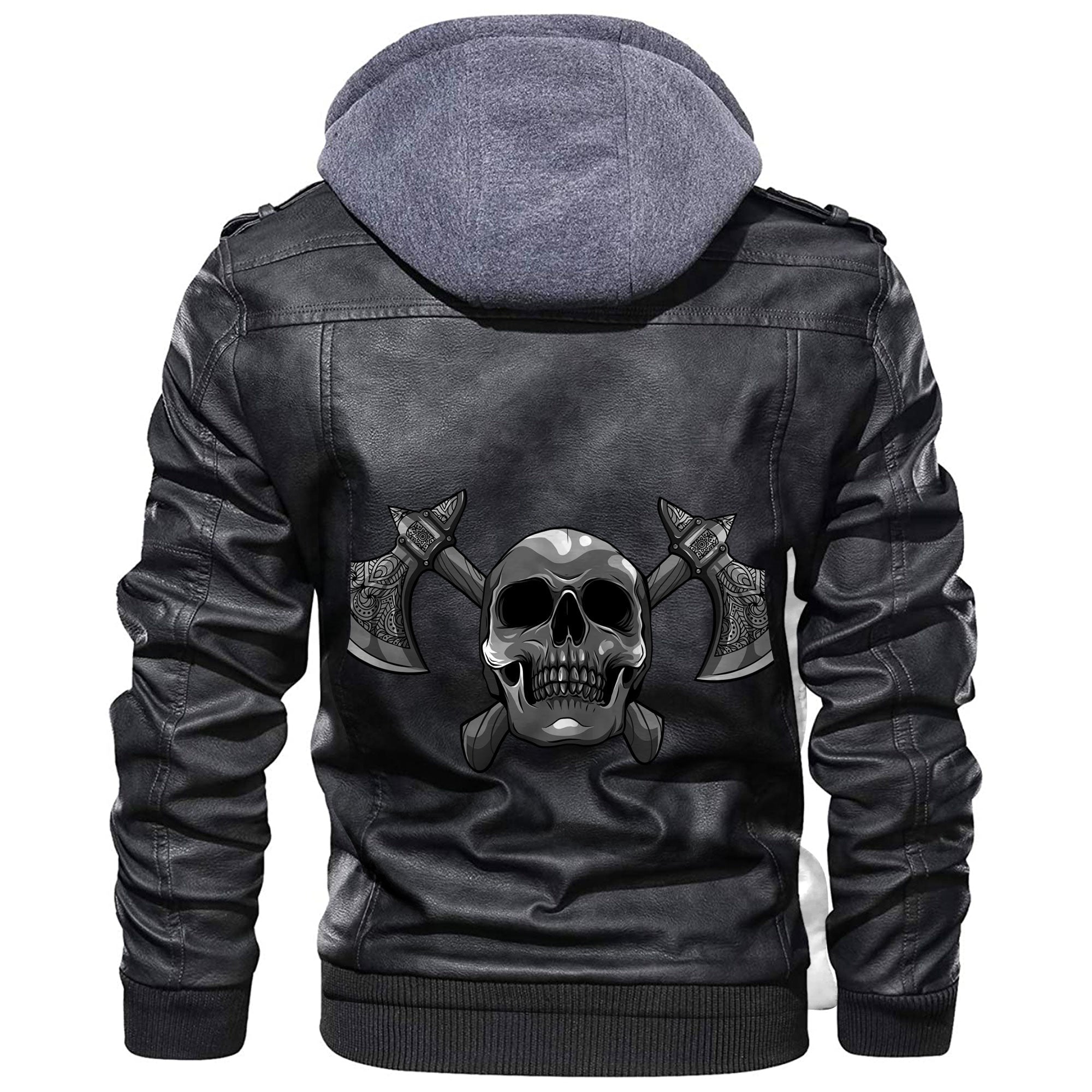 Viking Human Skull With Axe Leather Jacket RLT12 - Wonder Print Shop