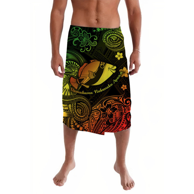 Tropical printed sarong with black base, colorful fish and hibiscus motifs