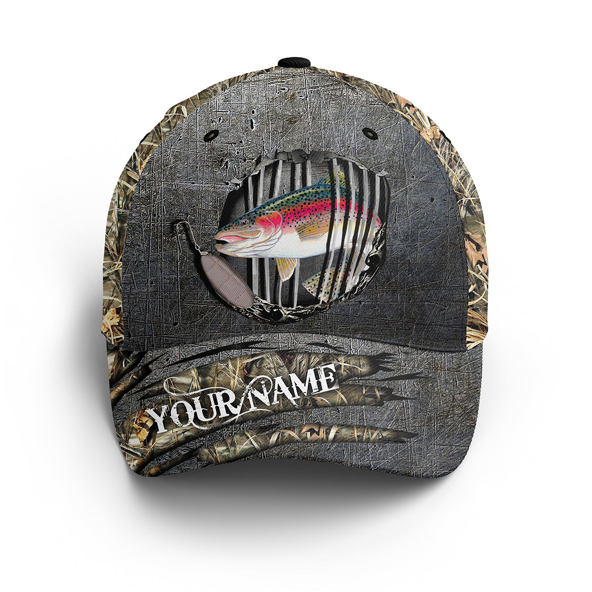 rainbow-trout-fishing-camo-custom-fishing-hat-adjustable-mesh-unisex-fishing-baseball-angler-trout-hat-cap-fishing-classic-cap