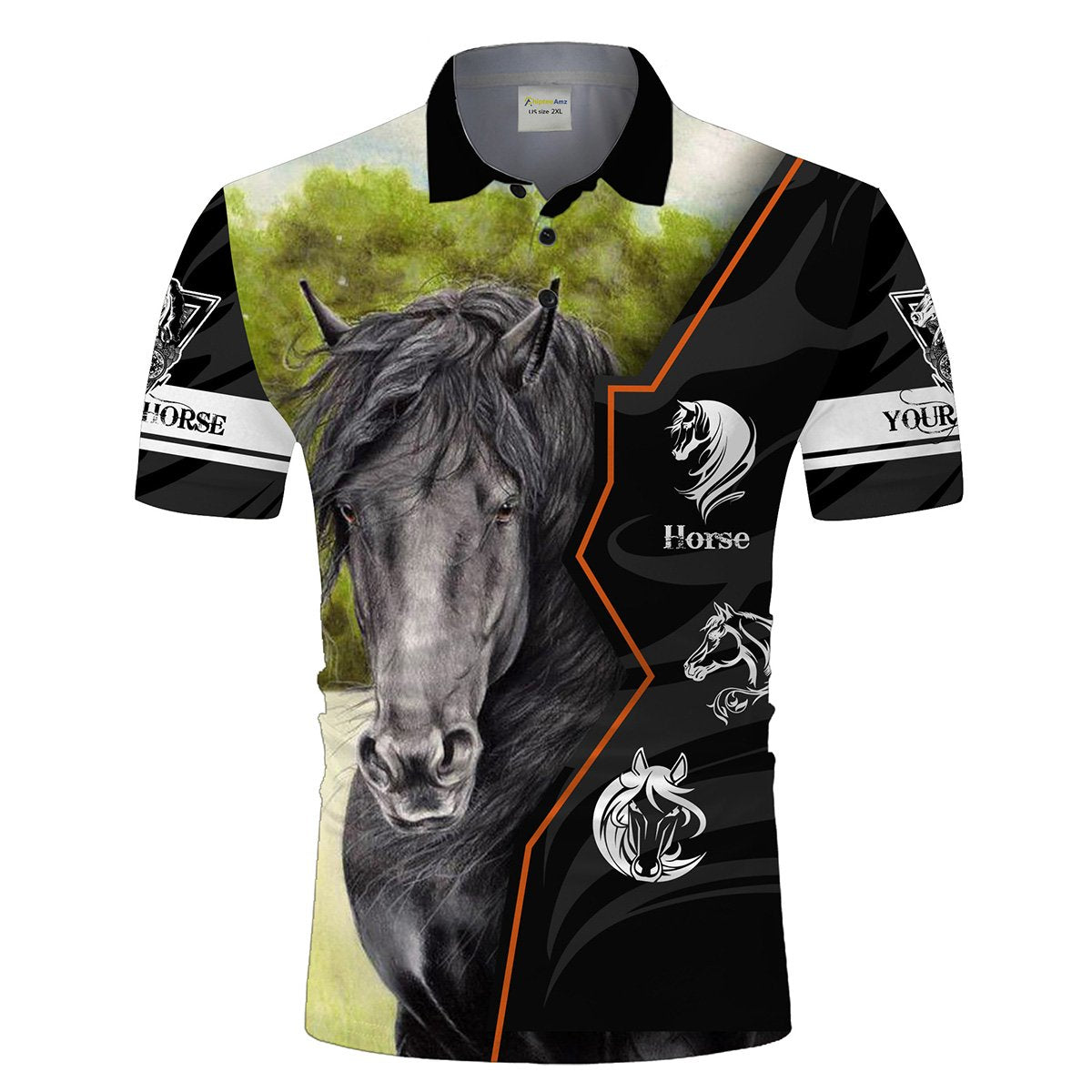 Friesian Horse Custom Name UV Protection Quick Dry Upf 30 + Horse Riding Polo Shirt, Custom Gifts For Horse Lovers - Wonder Print Shop