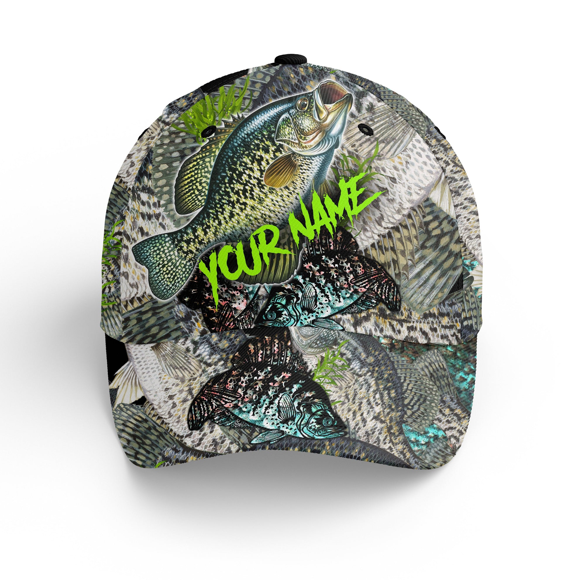 crappie-fishing-green-scale-custom-fishing-hat-adjustable-mesh-unisex-fishing-baseball-angler-hat-cap-fishing-classic-cap