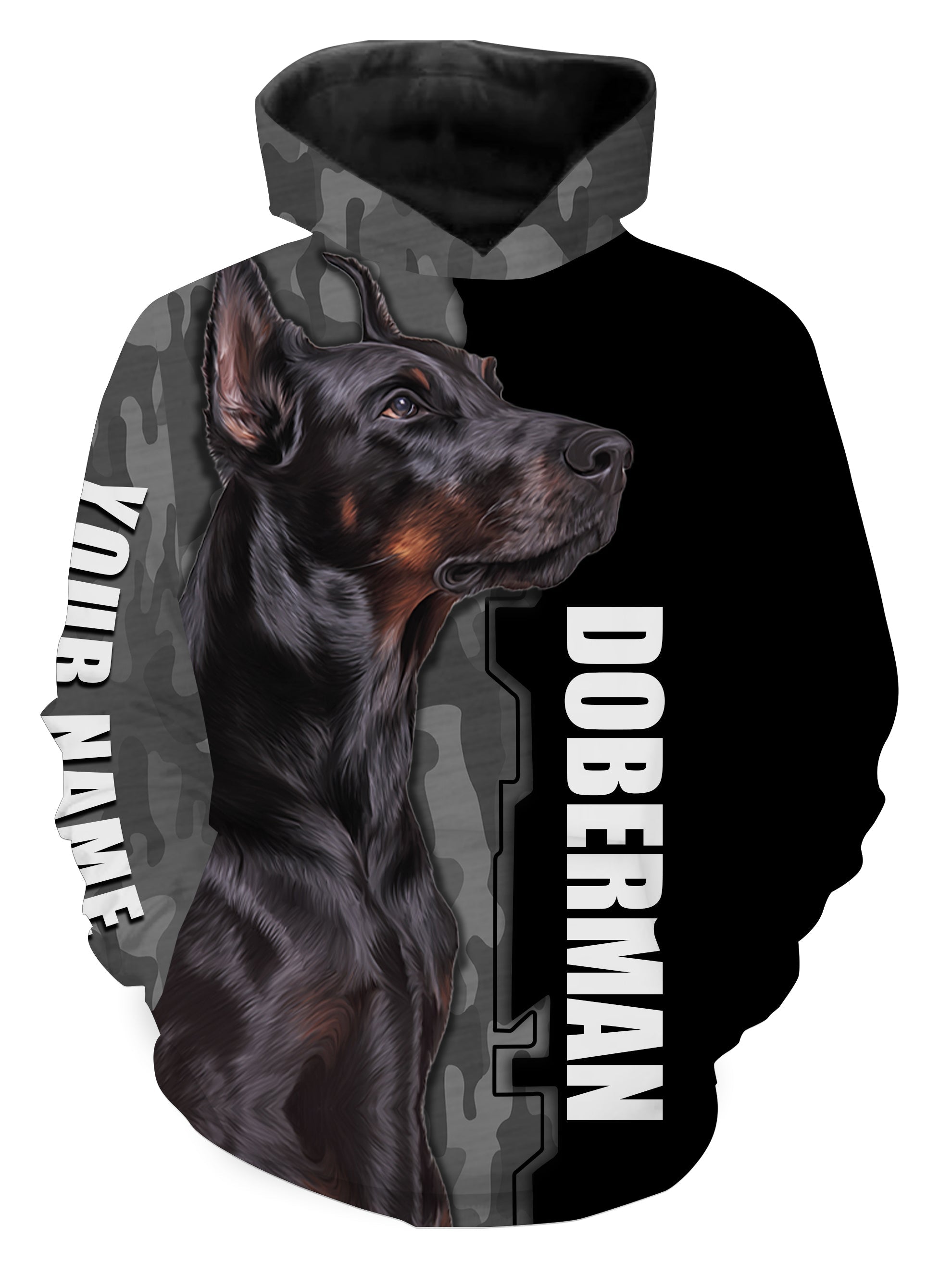 Doberman Dog 3D Printed Hoodie Long Sleeve Custom Name Doberman Shirt For Dog Dad Dog Mom - Wonder Print Shop