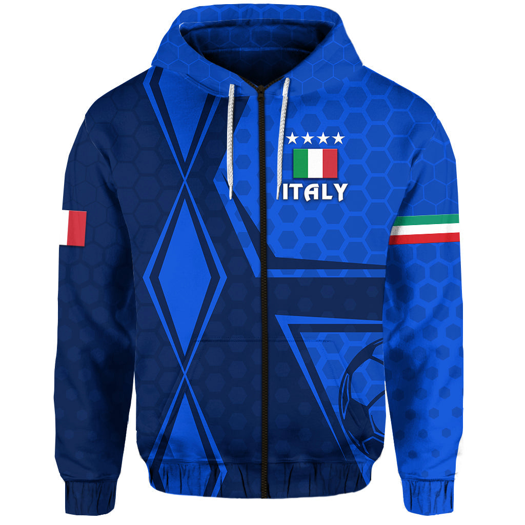 Custom Italy Zip Hoodie Unique Style Blue, Custom Text And Number LT8 - Wonder Print Shop