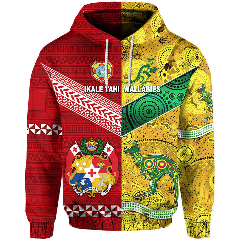 Tonga Ikale Tahi Ngatu And Australia Wallabies Aboriginal Hoodie Rugby Together LT8 - Wonder Print Shop