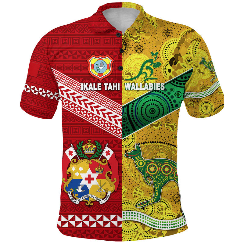 Tonga Ikale Tahi Ngatu And Australia Wallabies Aboriginal Polo Shirt Rugby Together LT8 - Wonder Print Shop