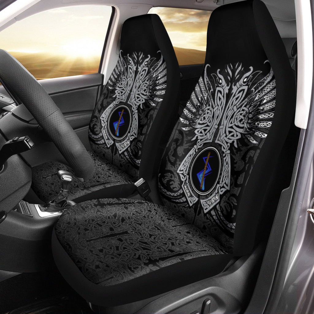 Viking Car Seat Covers Isa Rune, Raven Tattoo RLT12 - Wonder Print Shop