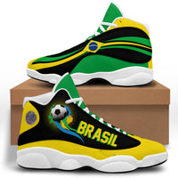 Brazil-themed high-top sneakers, black green yellow with white laces