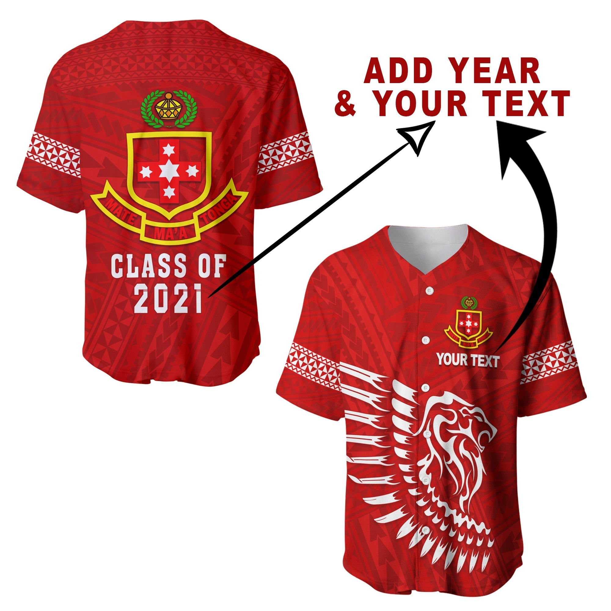 (Custom Personalised) Lion Kolisi Tonga Baseball jersey Atele - Year Class and Your Text LT13 - Wonder Print Shop