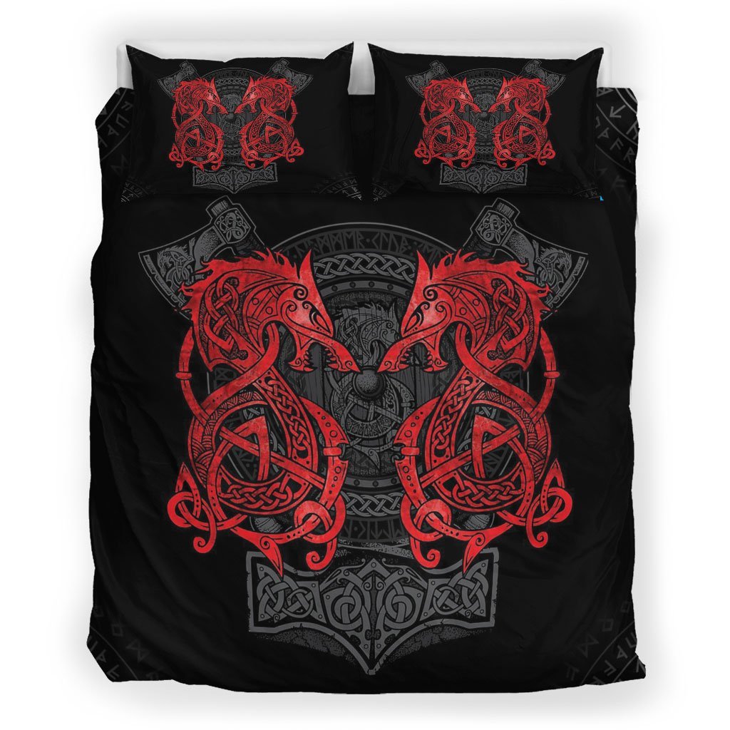 Viking Bedding Set, The Norse Dragon Sheild Duvet Cover RLT12 - Wonder Print Shop