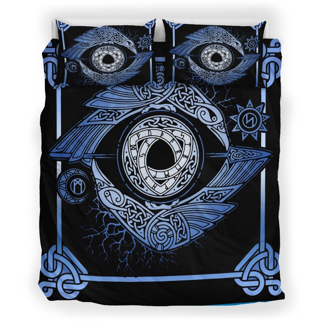 Viking Bedding Set, Odin's Eyes with Huginn and Muninn Ravens Duvet Cover RLT12 - Wonder Print Shop