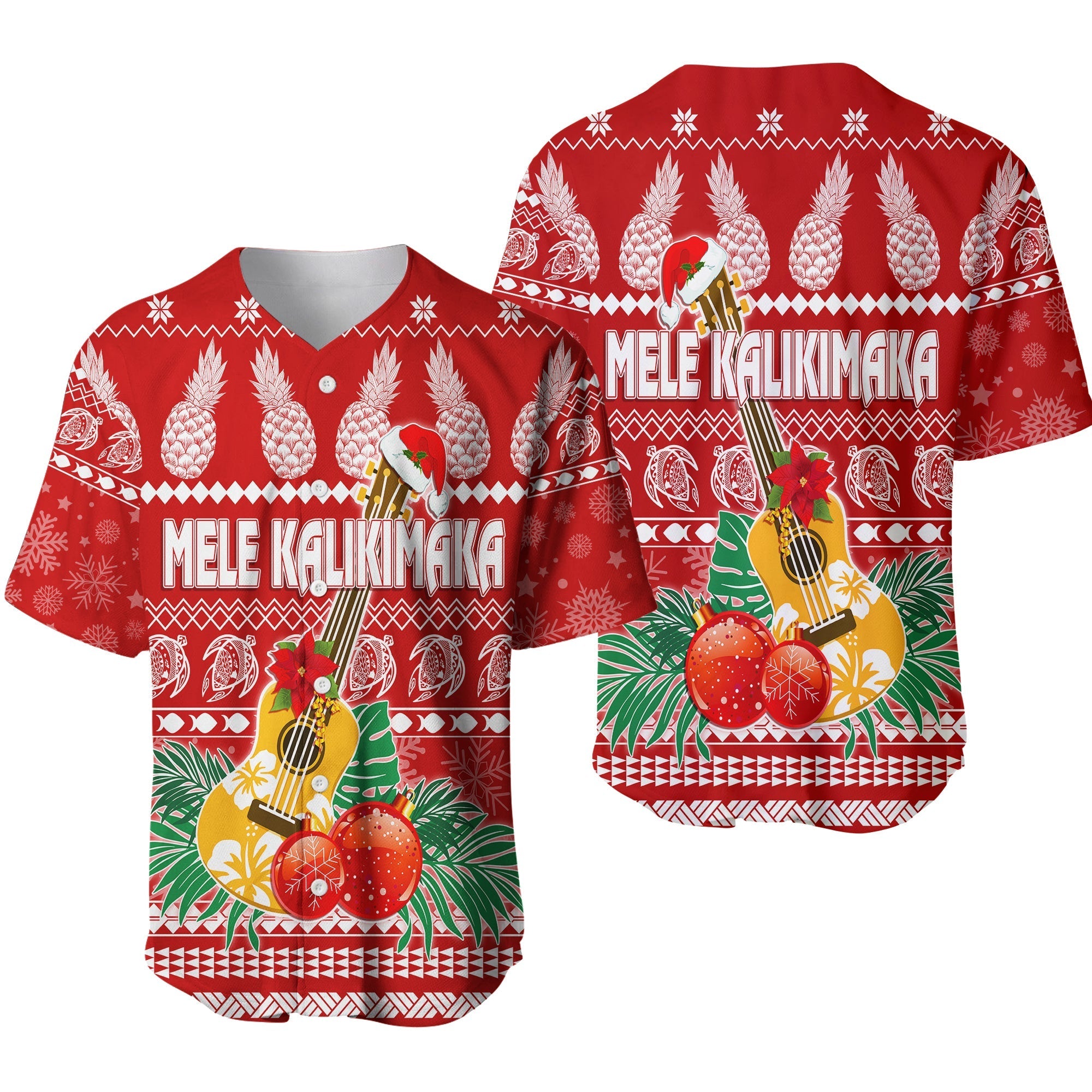 Hawaii Christmas Baseball Jersey Mele Kalikimaka - Ukulele LT7 - Wonder Print Shop