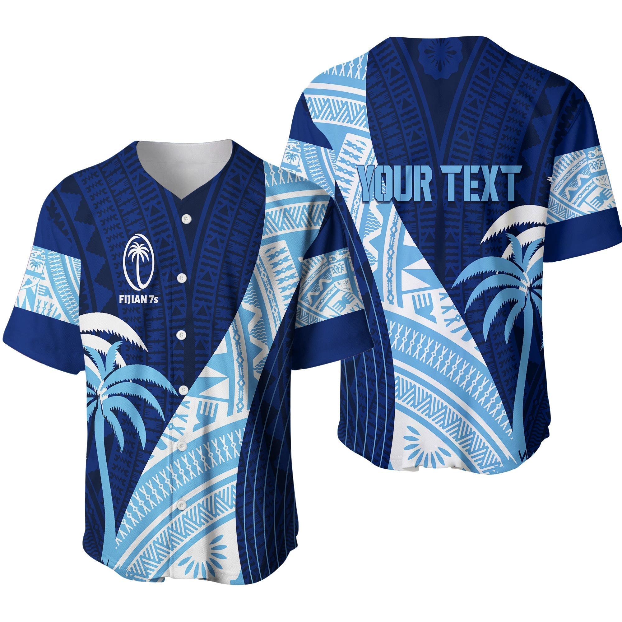 Personalised Fiji Rugby Sevens Baseball Jersey Kaiviti Kesakesa LT7 - Wonder Print Shop