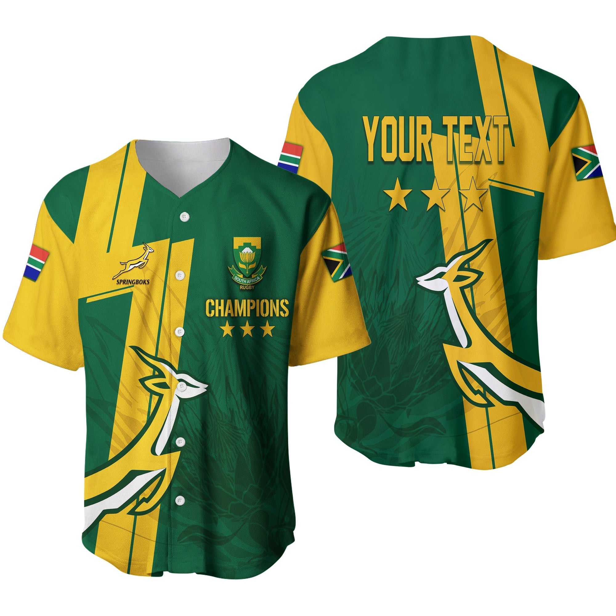 Personalised South Africa Baseball Jersey Rugby 7s 2022 Champion Springboks LT7 - Wonder Print Shop