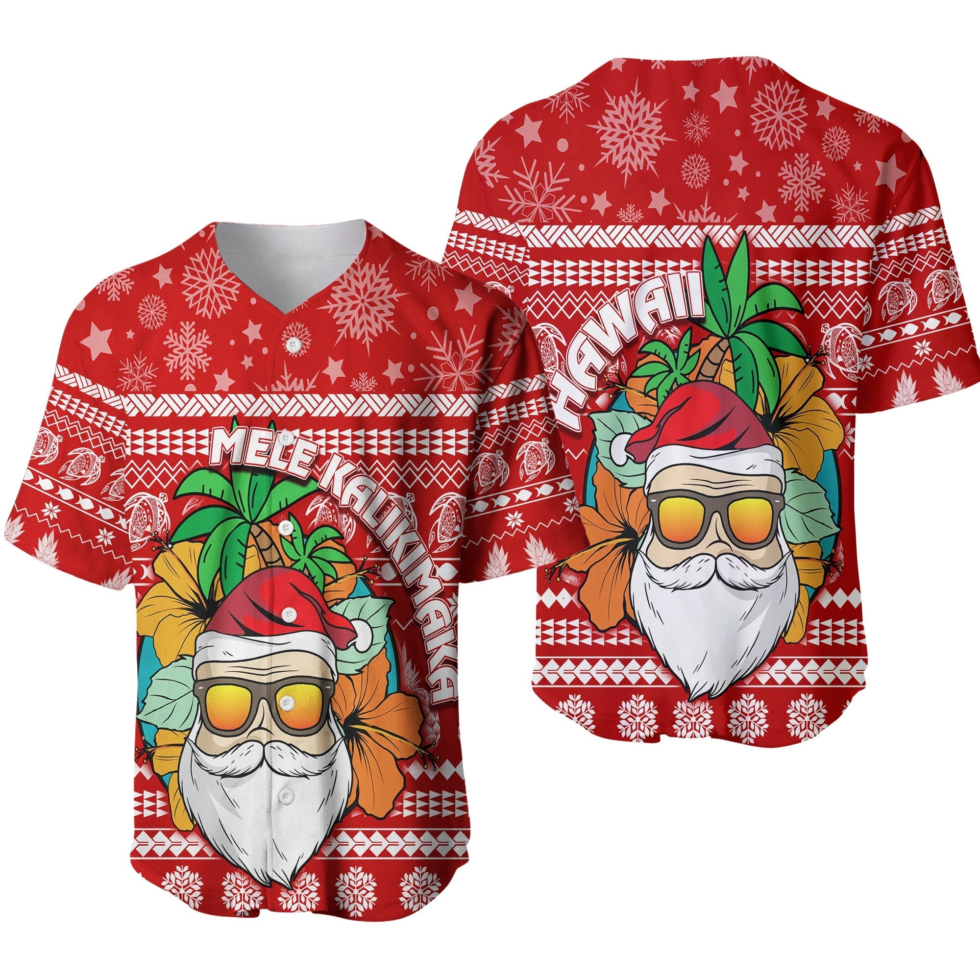 Hawaii Christmas Baseball Jersey Mele Kalikimaka - Tropical Santa LT7 - Wonder Print Shop