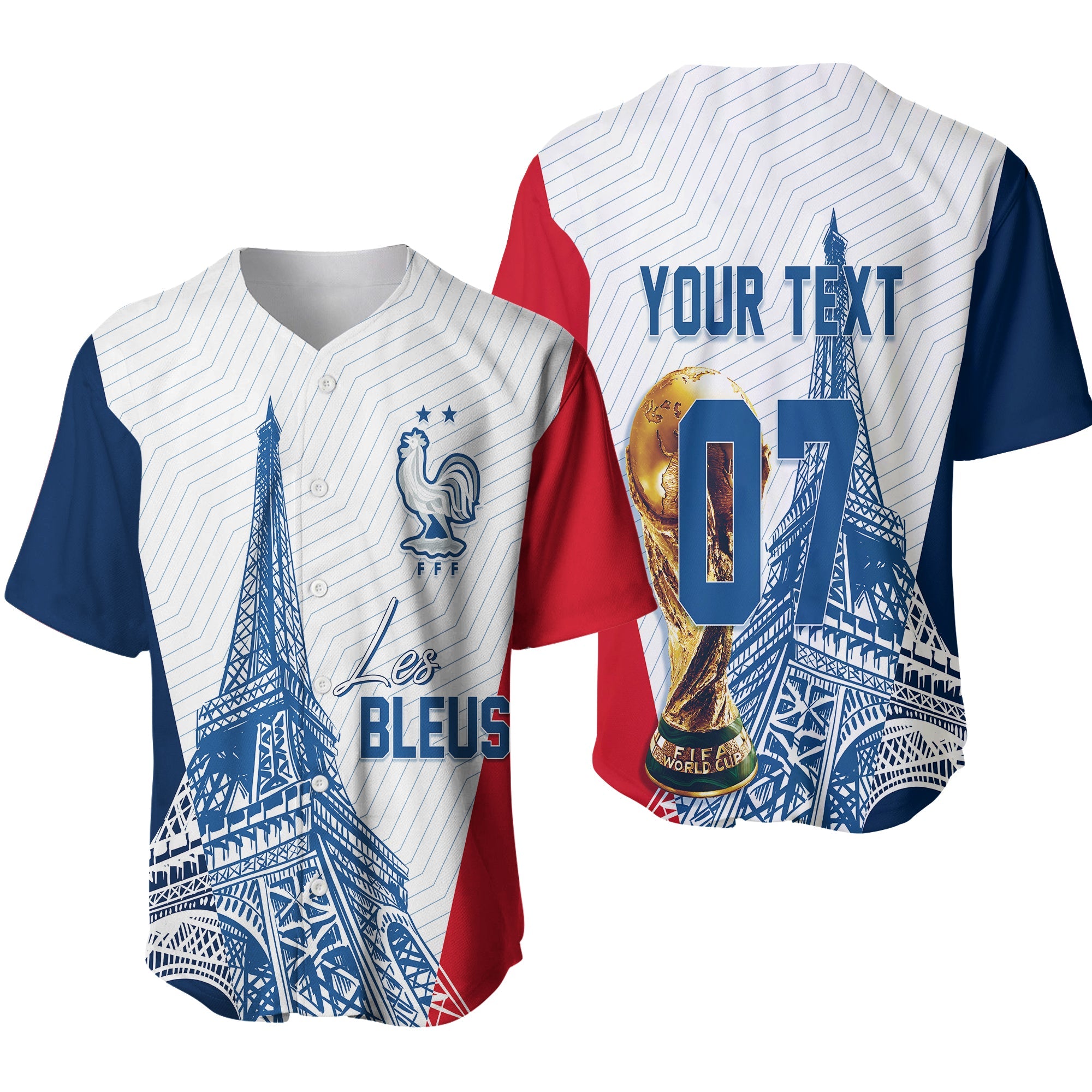 Personalised France Football Baseball Jersey World Cup 2022 - Champions LT7 - Wonder Print Shop