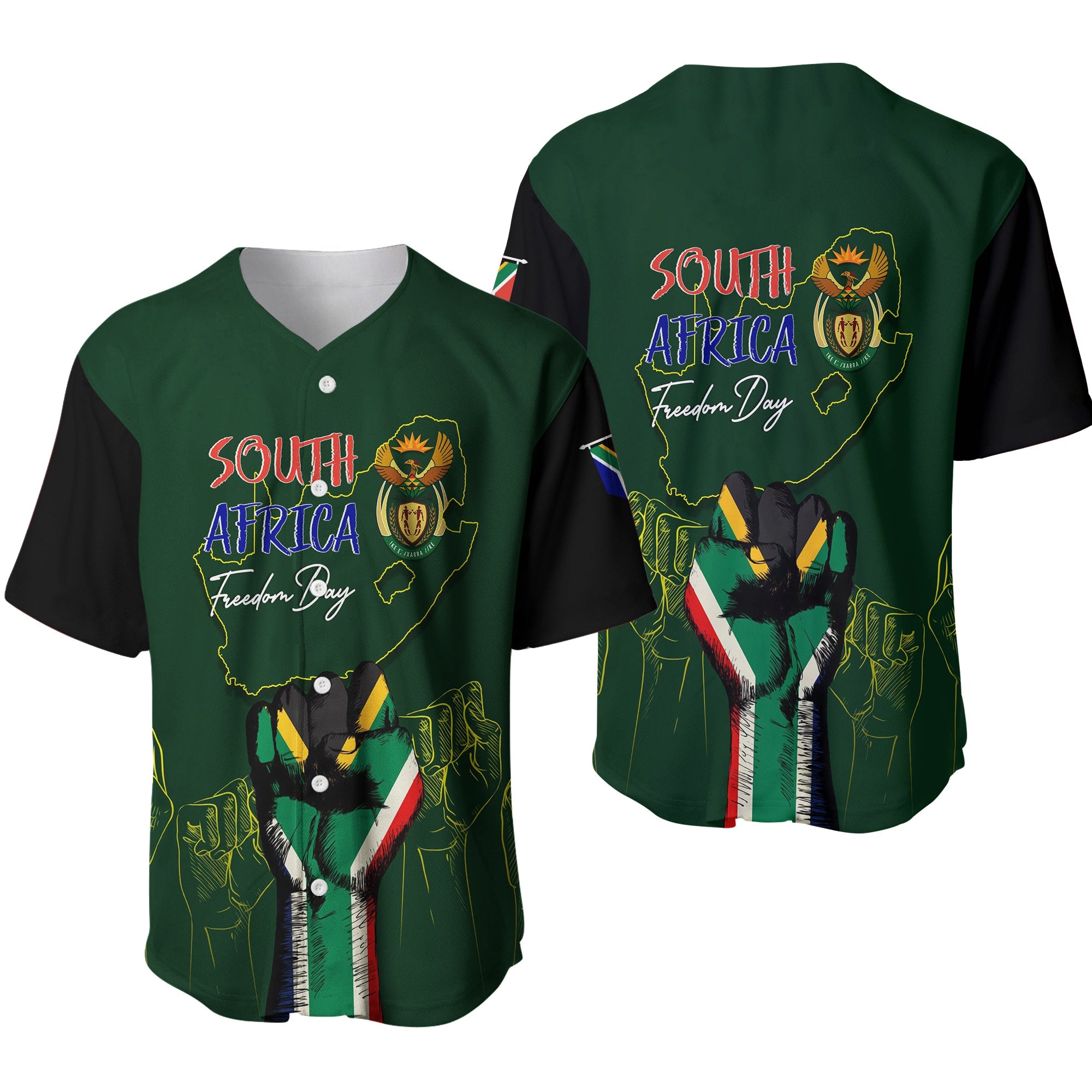 South Africa Freedom Day Baseball Jersey Fist Up Style LT7 - Wonder Print Shop