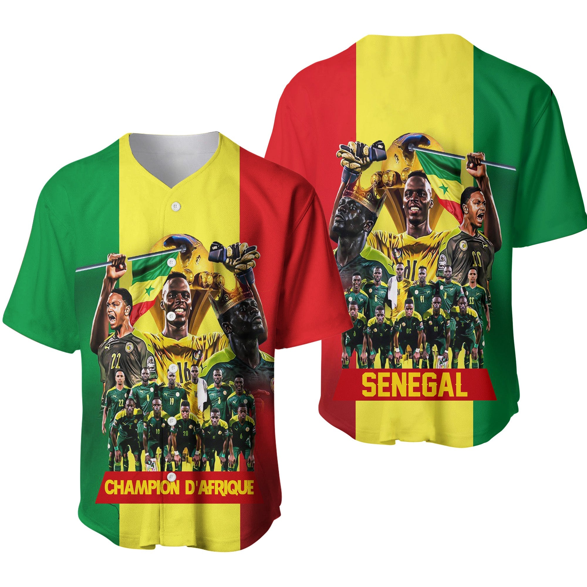 Senegal Football Champion D'Afrique Baseball Jersey Senegal Flag LT7 - Wonder Print Shop