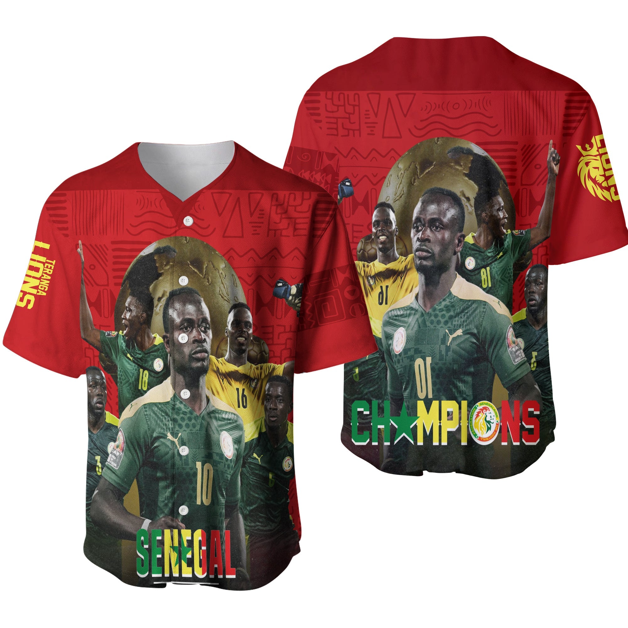 Senegal AFCON 2022 Champions Baseball Jersey Teranga Lions LT7 - Wonder Print Shop