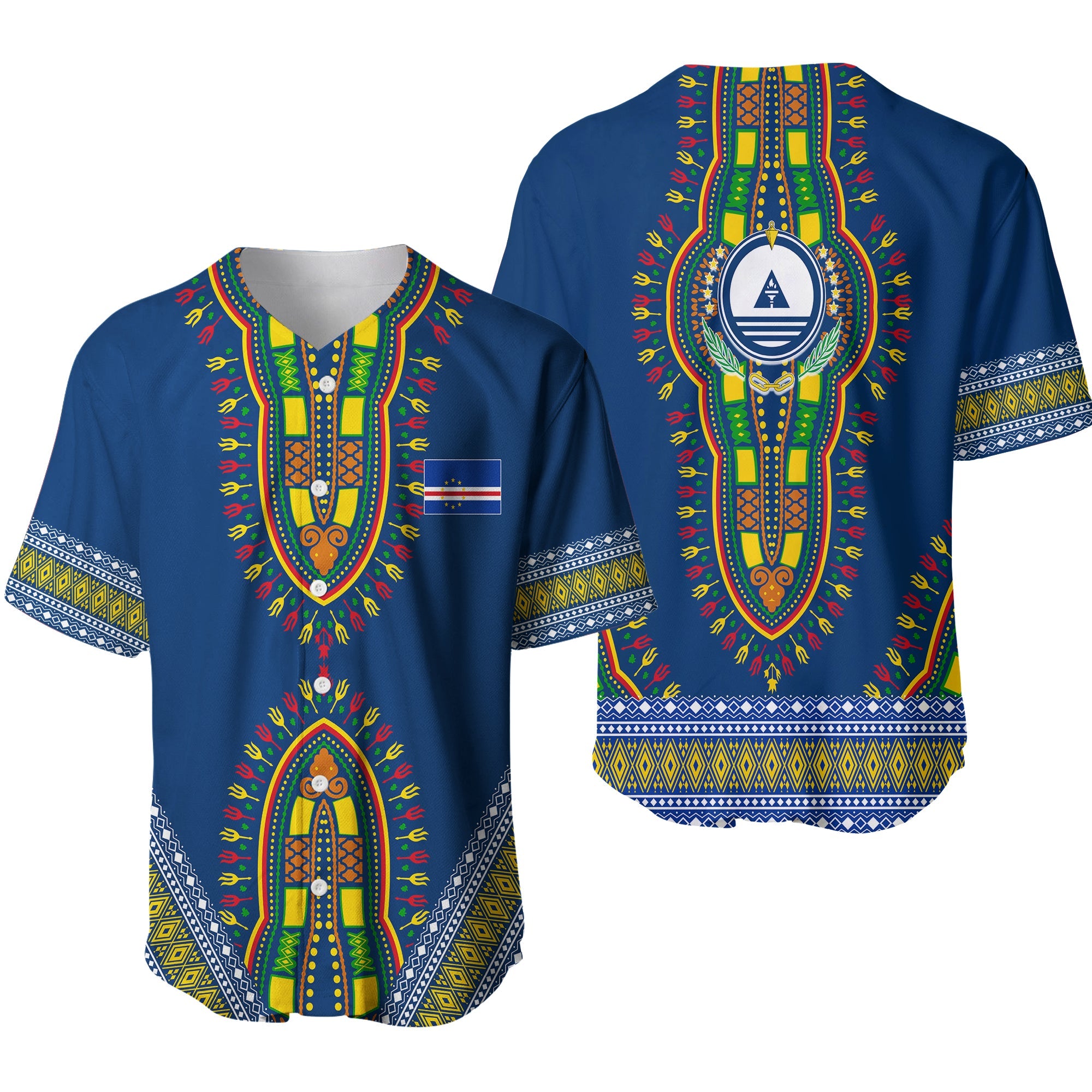 Kabu Verdi Dashiki Design Baseball Jersey - Proud Cape Verdean LT7 - Wonder Print Shop