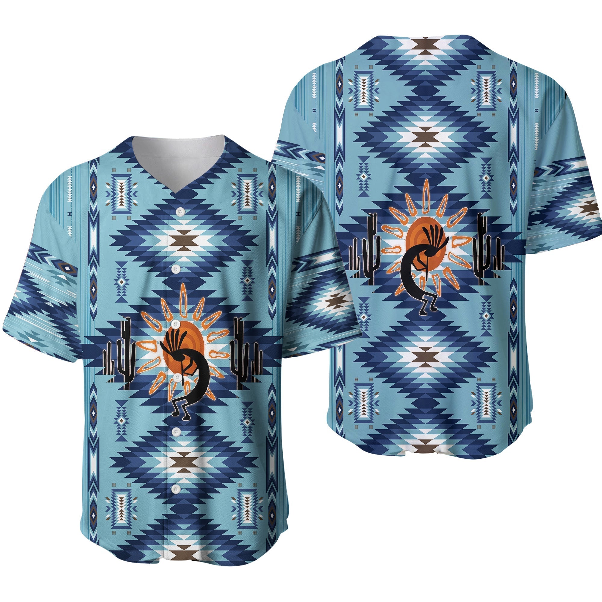 Native American Baseball Jersey Kokopelli Mix Navajo Pattern LT7 - Wonder Print Shop