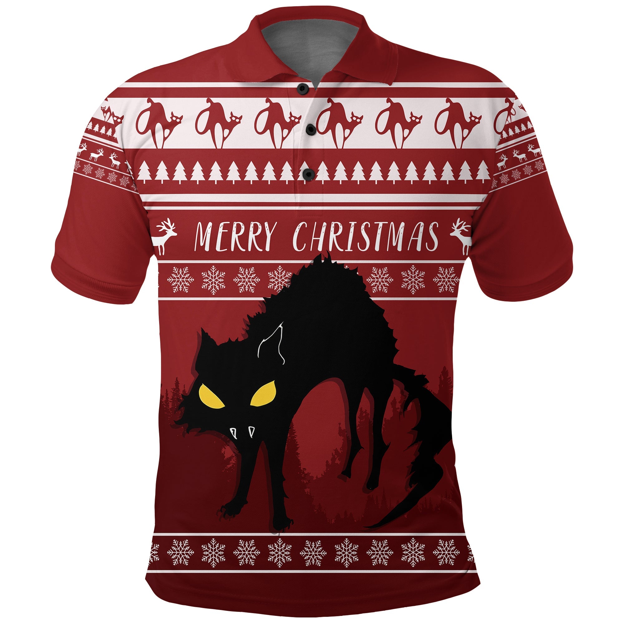 Jolakotturinn Iceland Yule Cat With Christmas Pattern Polo Shirt - Wonder Print Shop