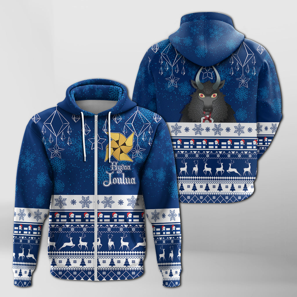 Joulupukki Finland Santa Christmas Zip Hoodie Himmeli Pattern - Wonder Print Shop