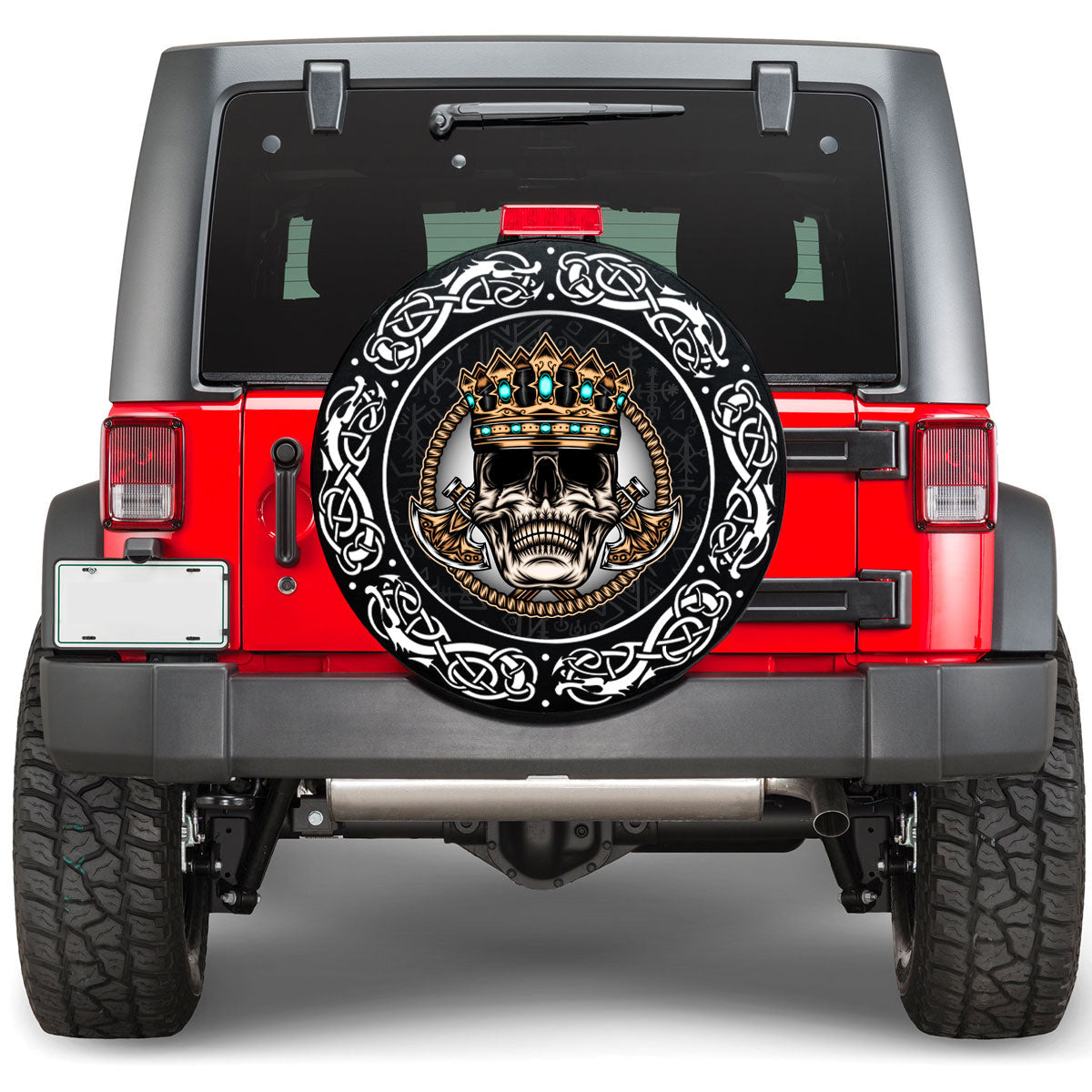 Viking King Skull With Axe Viking Spare Tire Cover RLT12 - Wonder Print Shop