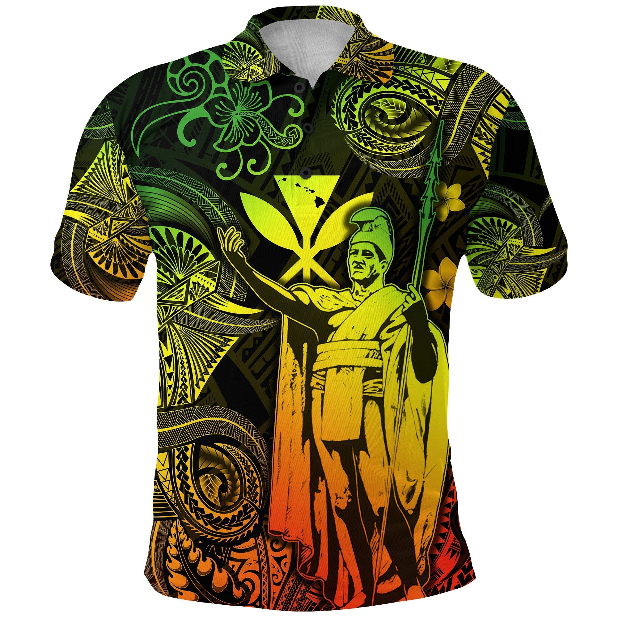 Hawaii Polo Shirt King Kamehameha with Polynesian Patterns Unique Style Reggae LT8 - Wonder Print Shop