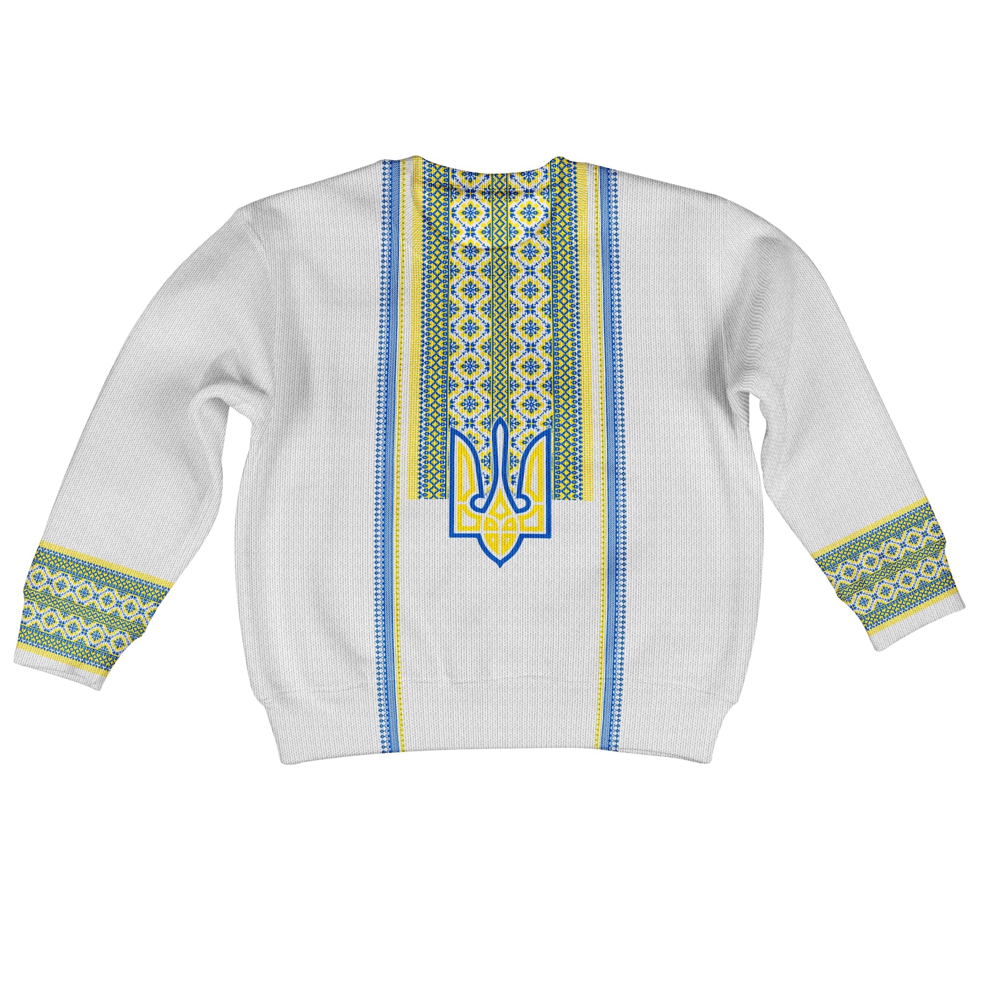 Ukraine Folk Patterns Knitted Sweatshirt KID Unity Day - White - Wonder Print Shop