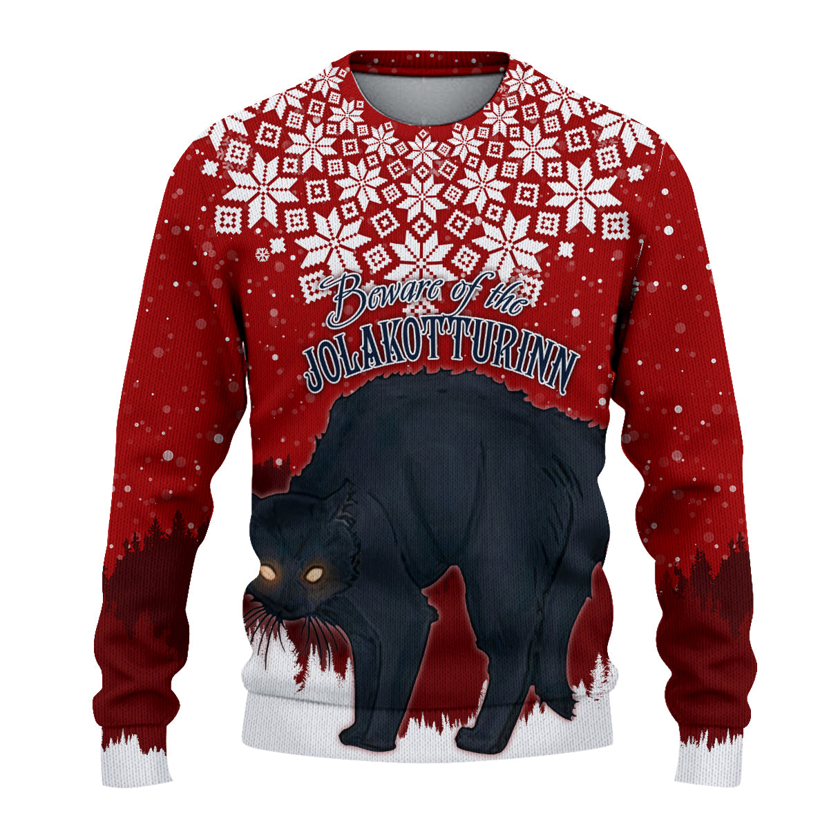 Iceland Christmas Knitted Sweatshirt Beware Jolakotturinn - Wonder Print Shop