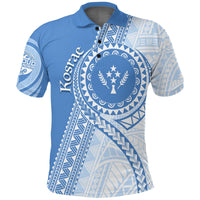 Polohemd Cerulean mit Mikronesien-Muster, vorn Rundwappen