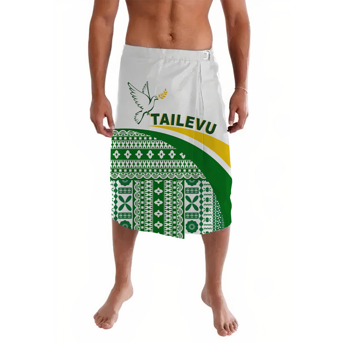 Tailevu Rugby Lavalava Fiji Rugby Tapa Pattern White LT13 - Wonder Print Shop