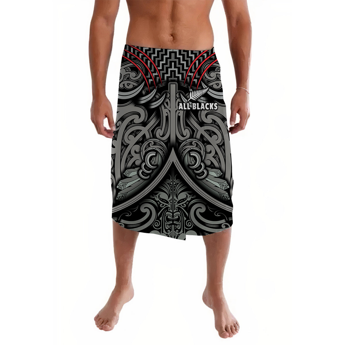 Custom Personalised New Zealand Silver Fern Rugby Lavalava Black NZ Maori Pattern LT13 - Wonder Print Shop