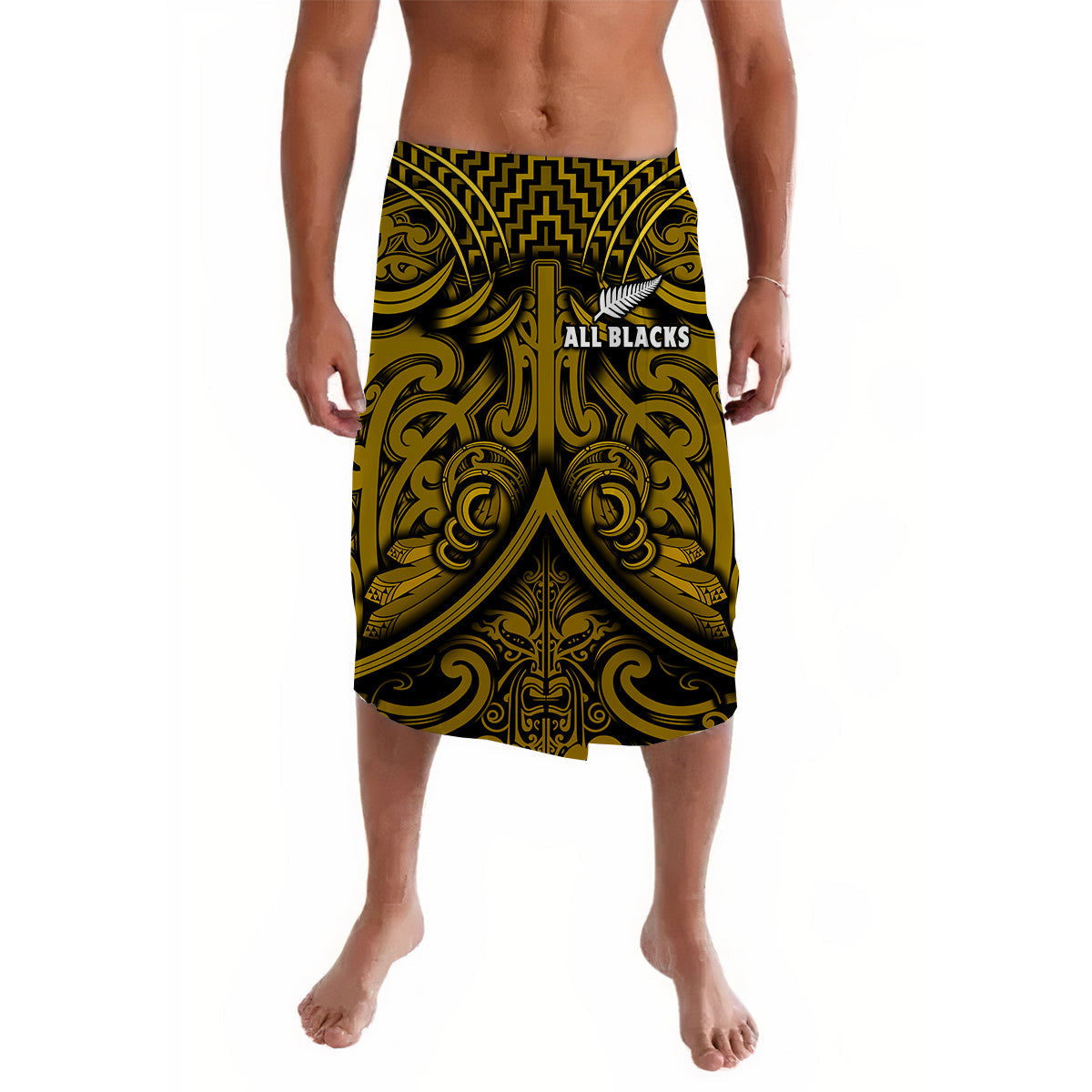 New Zealand Silver Fern Rugby Lavalava All Black Gold NZ Maori Pattern LT13 - Wonder Print Shop