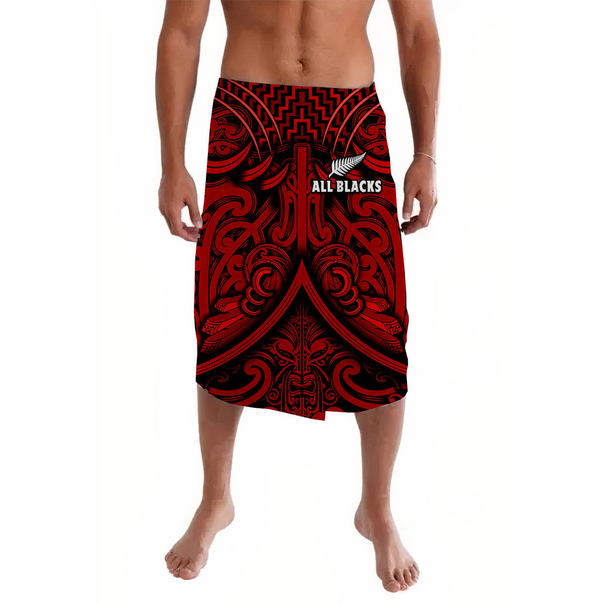 New Zealand Silver Fern Rugby Lavalava All Black Red NZ Maori Pattern LT13 - Wonder Print Shop