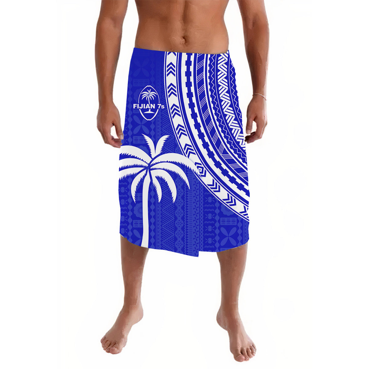 Fiji Rugby Sevens Lavalava Fijian 7s Tapa Polynesian Blue Ver.02 LT13 - Wonder Print Shop