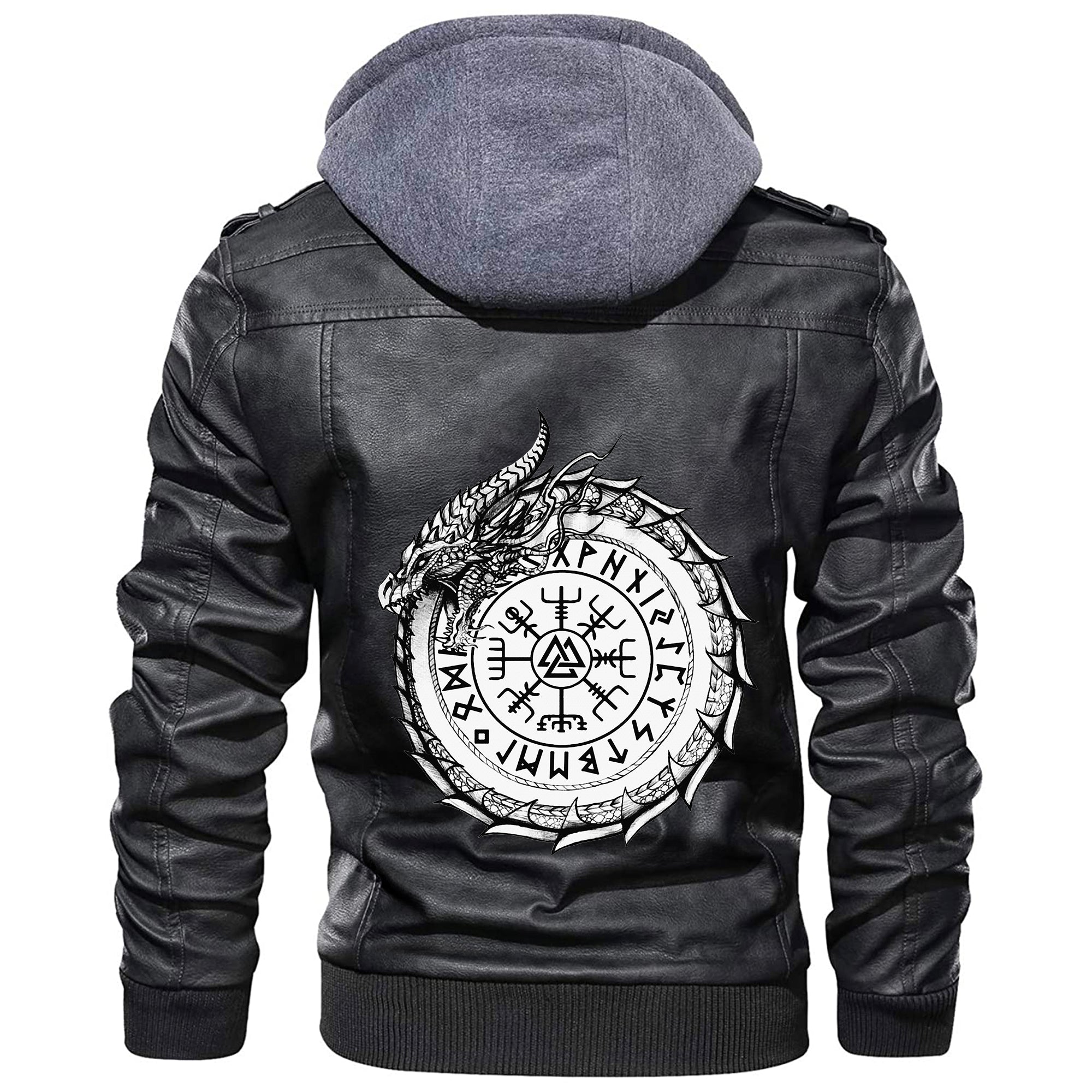 Viking Dragon Vegvisir Leather Jacket RLT12 - Wonder Print Shop