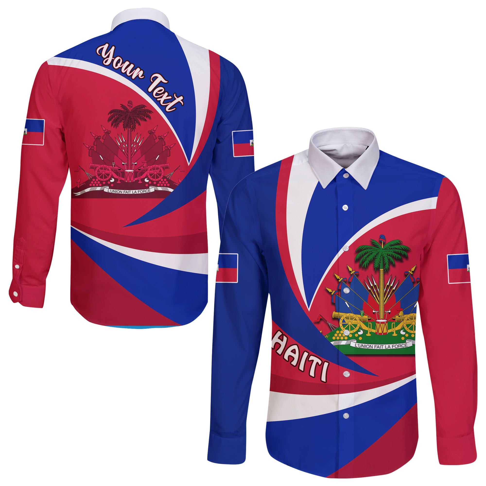 (Custom Personalised) Haiti Long Sleeves Button Shirt Style Color Flag LT13 - Wonder Print Shop