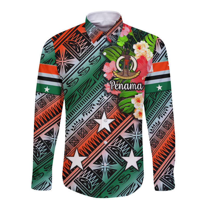 (Custom Personalised) Vanuatu Penama Hawaii Long Sleeve Button Shirt Independence Be Proud LT8 - Wonder Print Shop