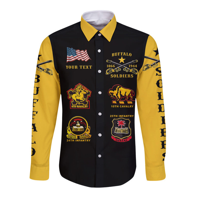 custom-personalised-buffalo-soldiers-hawaii-long-sleeve-button-shirt-african-american-military-original-style-black-gold