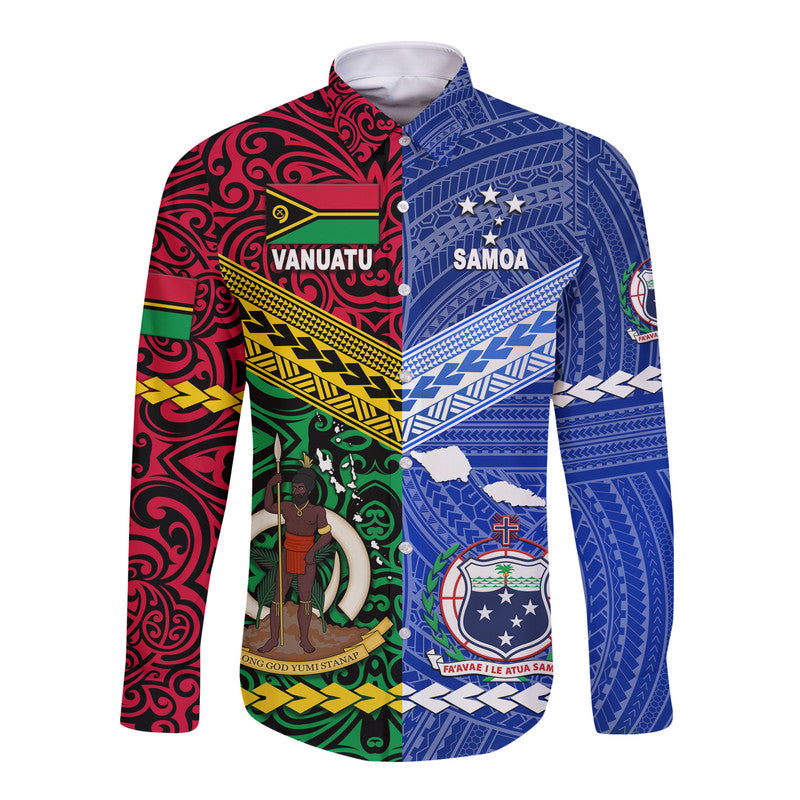 Samoa and Vanuatu Hawaii Long Sleeve Button Shirt Together LT8 - Wonder Print Shop