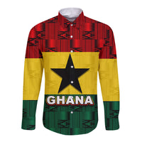 Red long sleeve shirt with Ghana text, large black star, green and yellow panels