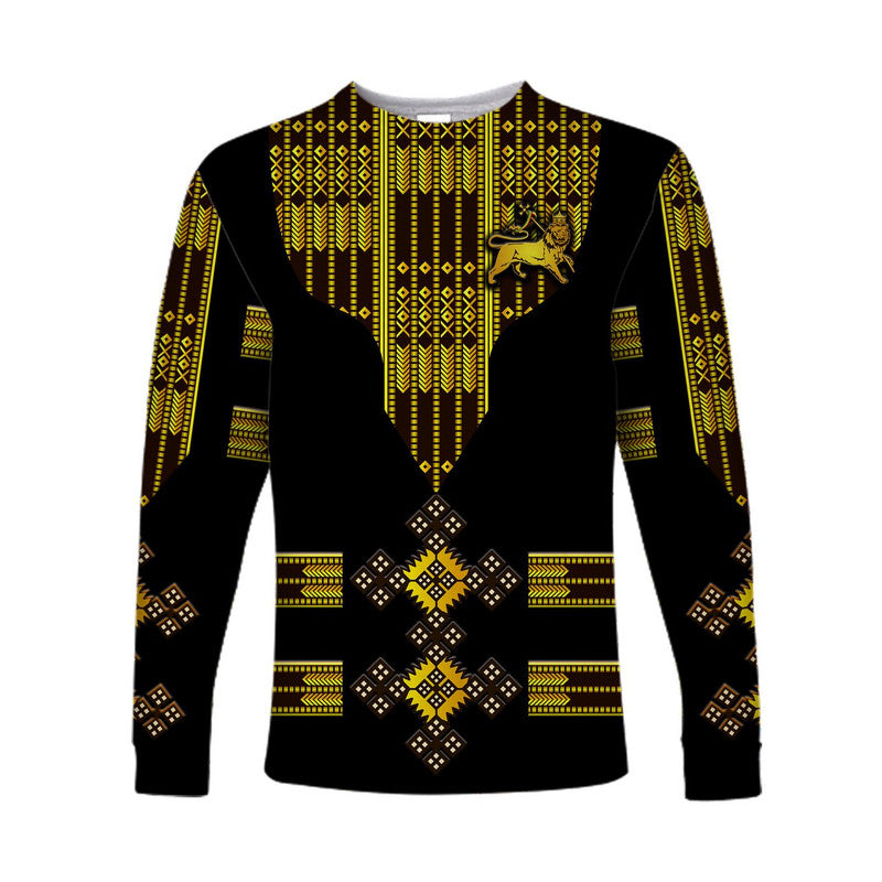 ethiopia-long-sleeve-shirt-ethiopian-lion-of-judah-tibeb-vibes-black